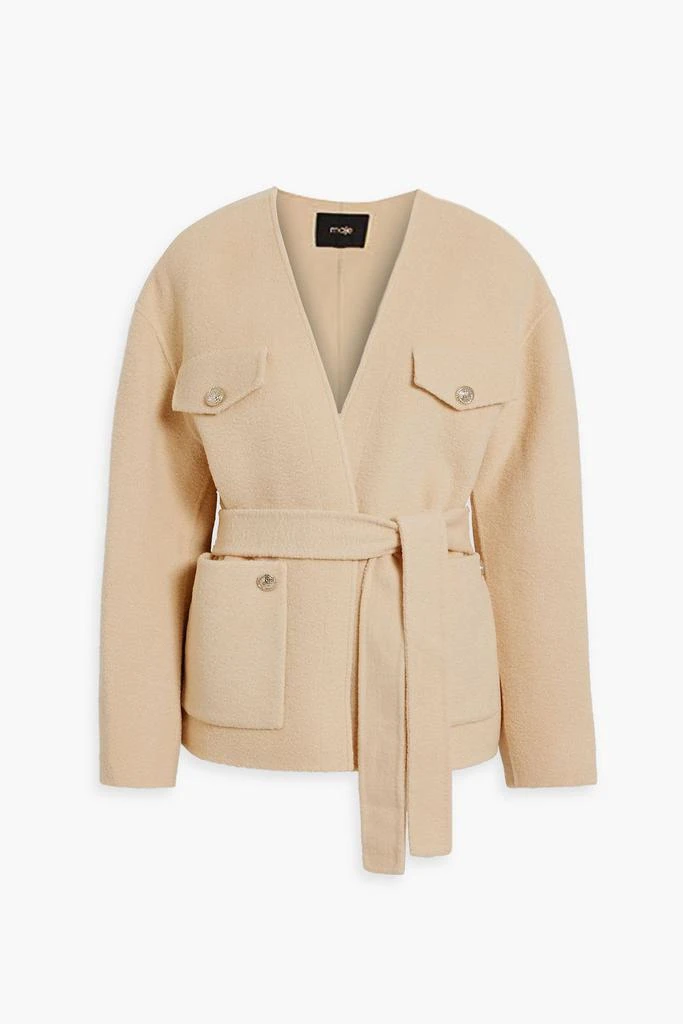 Maje Belted wool-blend felt jacket 1