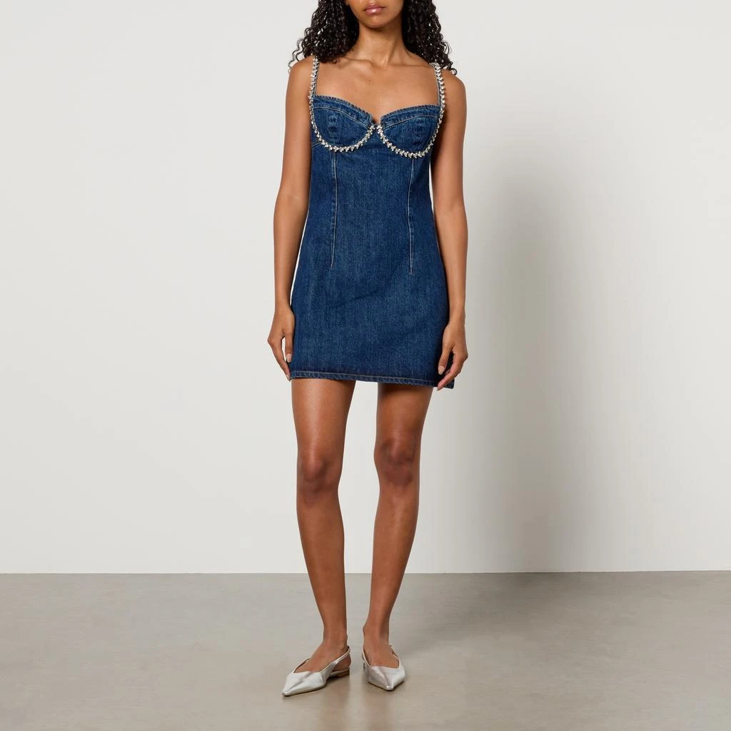 Self Portrait Diamante-Embellished Denim Mini Dress 3
