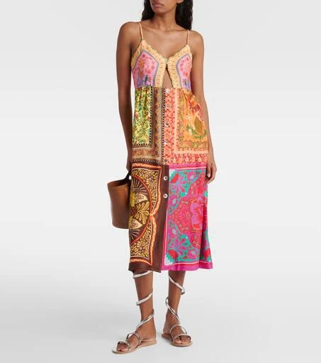 Farm Rio Mixed Scarves midi dress 2
