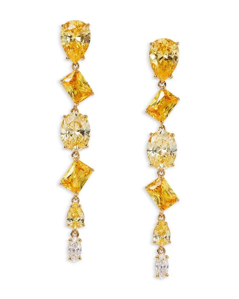 Nadri Palm Springs Yellow Mixed Cut Stone Linear Drop Earrings 1