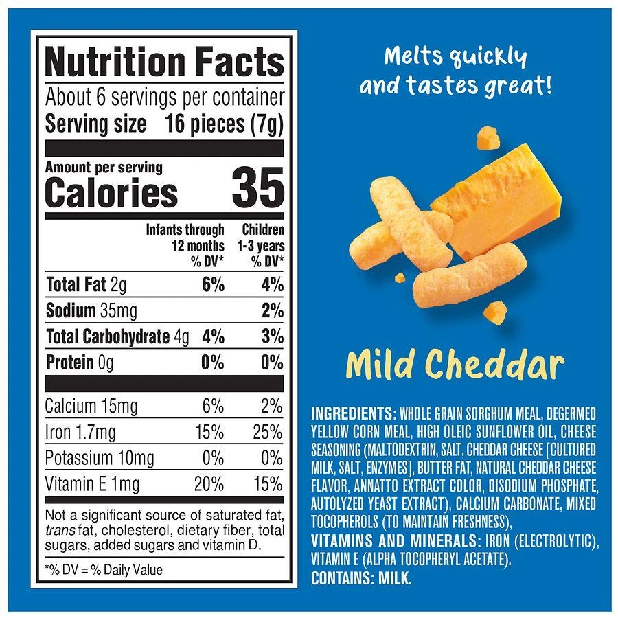 Gerber Snacks for Baby Lil Crunchies Baked Corn Mild Cheddar 7