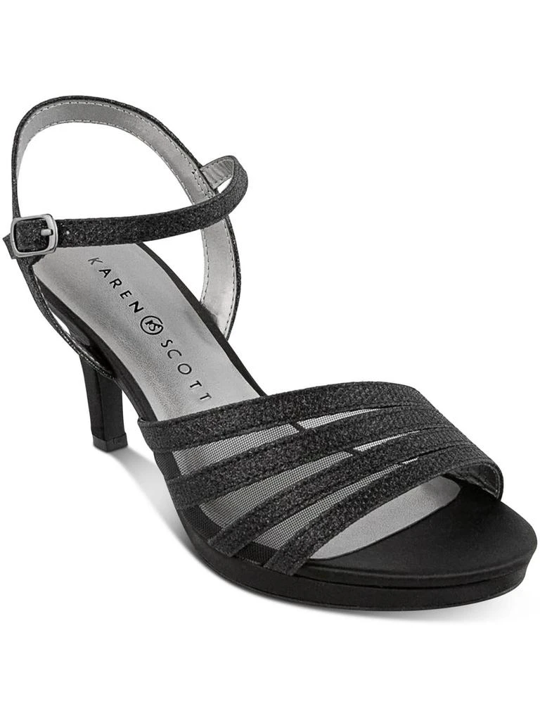 Karen Scott Darlaa Womens Metallic Glitter Ankle Strap 1