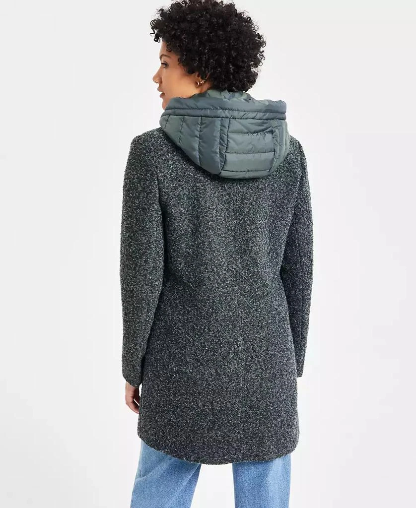 Maralyn & Me Juniors' Mixed-Media Bibbed Bouclé Coat 2