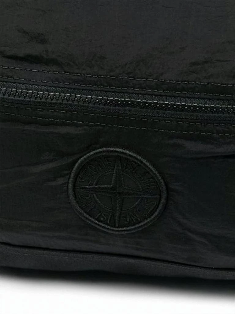 Stone Island Minimalist Black Nylon Backpack with Iconic Logo 5