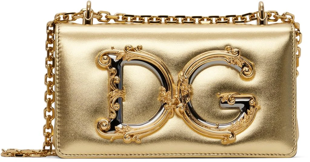 Dolce & Gabbana Gold 'DG' Girls Phone Bag 1