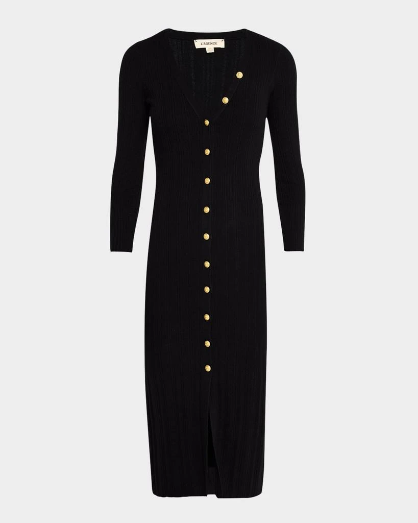 L'Agence Kyra Button-Front Duster Midi Dress 1