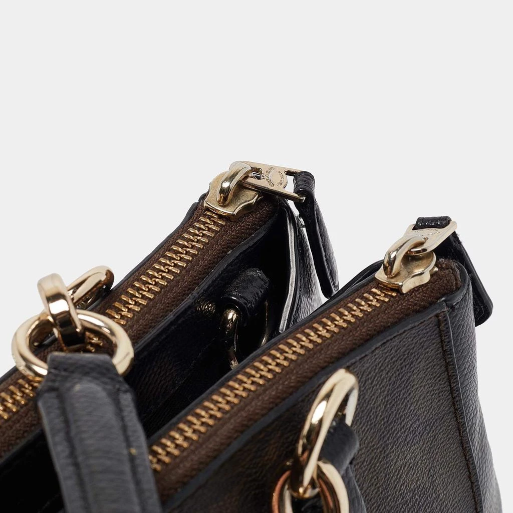 Coach Coach Black/Brown Signature Coated Canvas and Leather Mini Christie Carryall Satchel 6