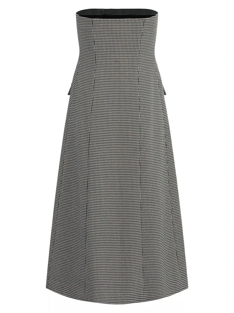 Favorite Daughter Phoebe Houndstooth Strapless Midi-Dress 2