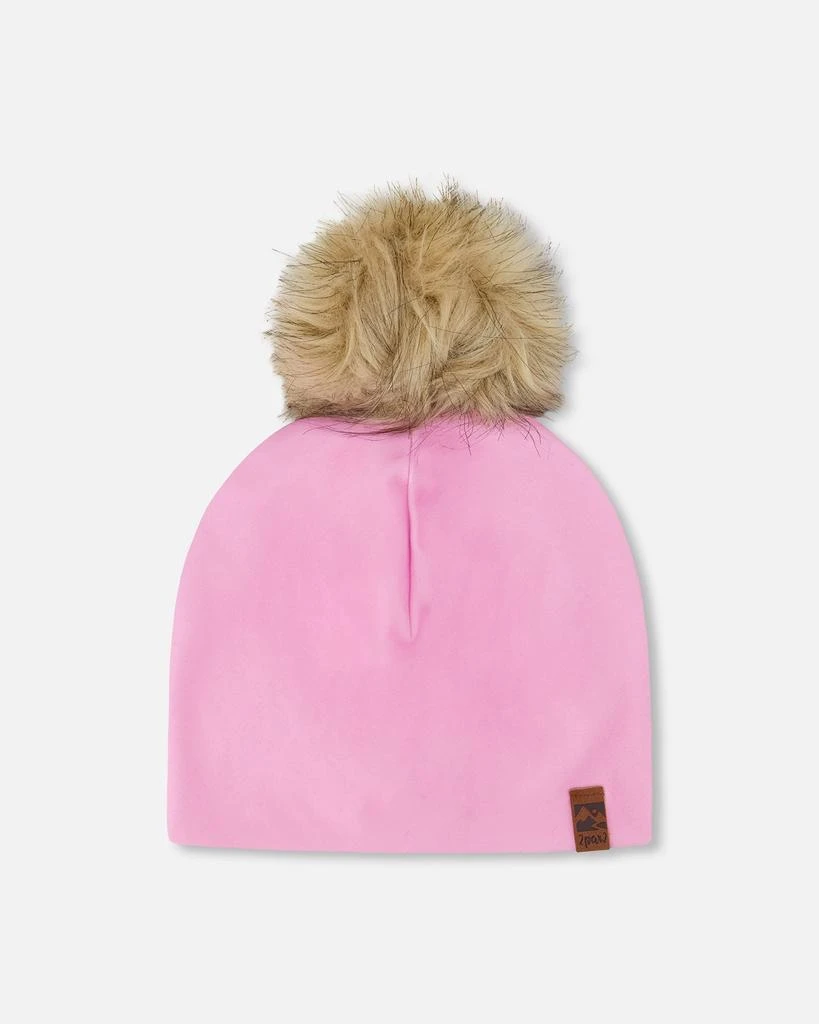 Deux par Deux Stretch Jersey Hat Pink with Pompom