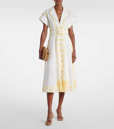 Zimmermann Lucky embroidered linen midi dress 2