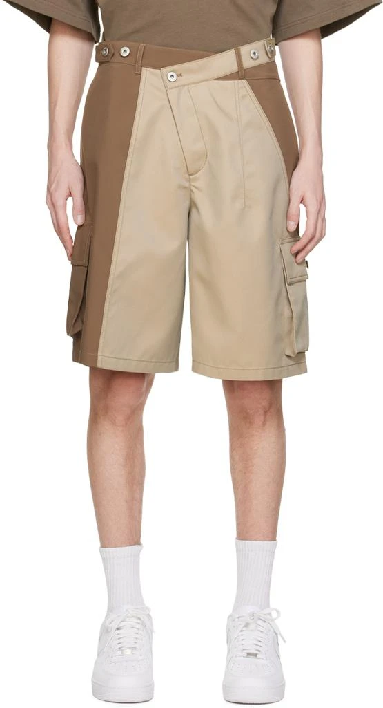 Feng Chen Wang Brown & Beige Bellows Pocket Shorts 1