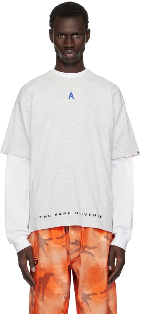 AAPE Gray 'A' Logo Injection T-shirt