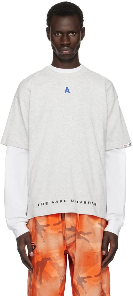 AAPE by A Bathing Ape Gray 'A' Logo Injection T-shirt 1