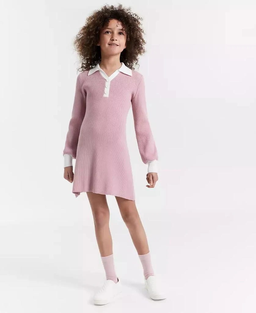 Rare Editions Big Girls Collard Fit & Flare Sweater Dress 1