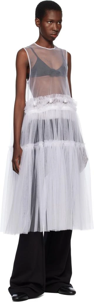 Noir Kei Ninomiya White Nylon Tulle Midi Dress 4