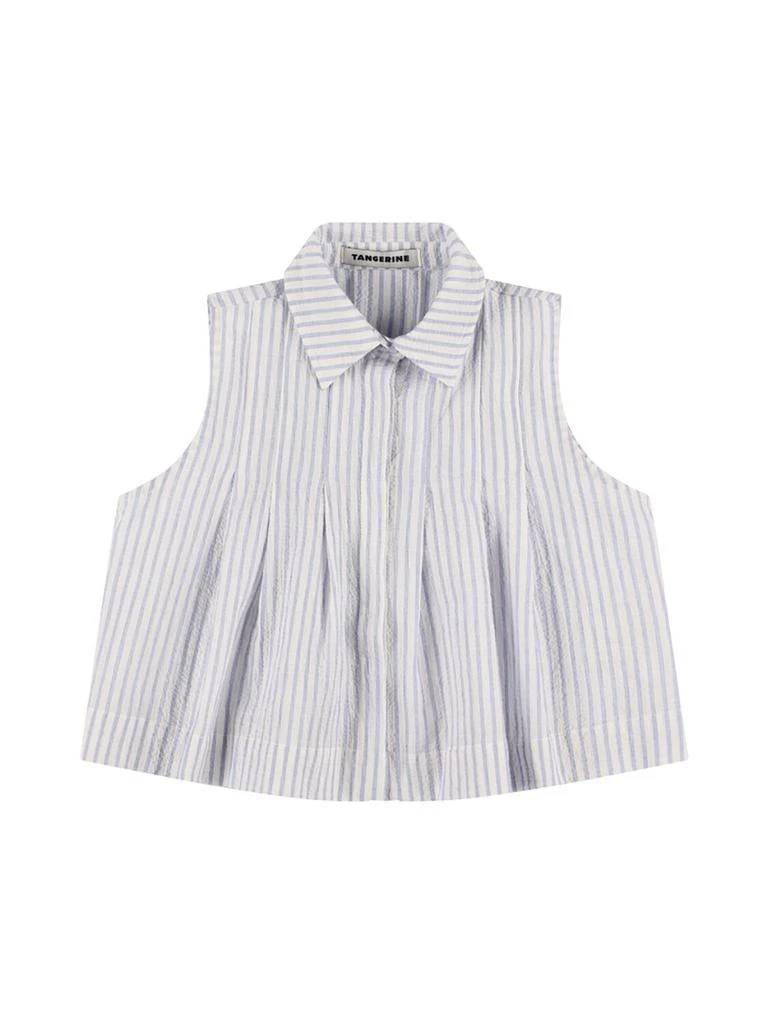 TANGERINE Pleated Cotton Blend Poplin Shirt 1