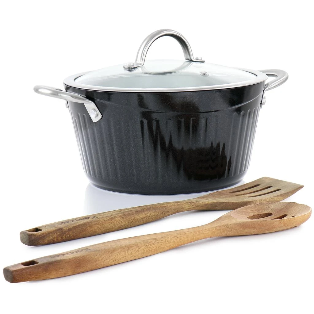 Kenmore Logan 10 Piece Aluminum Nonstick Cookware Set in Black with Wood Utensils 2