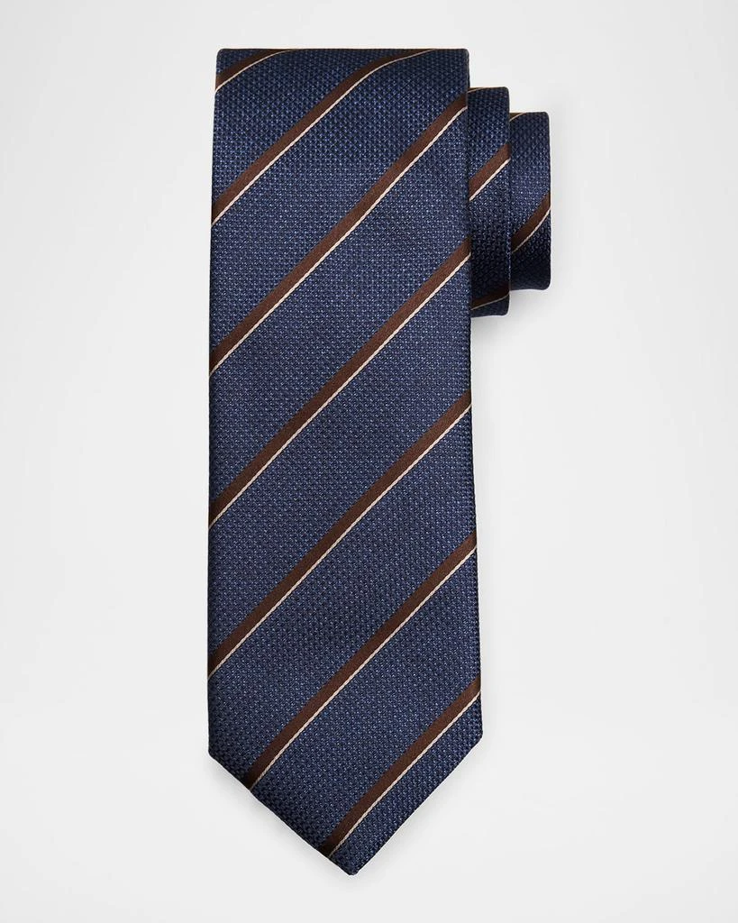 Canali Men's Textured Multi-Stripe Silk Jacquard Tie 1