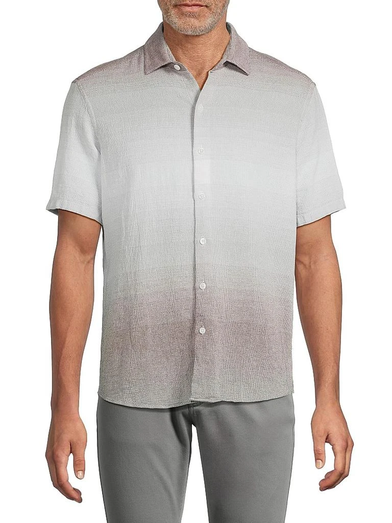 Robert Barakett Tiffin Cotton Button-Front Shirt - PURPLE - Large