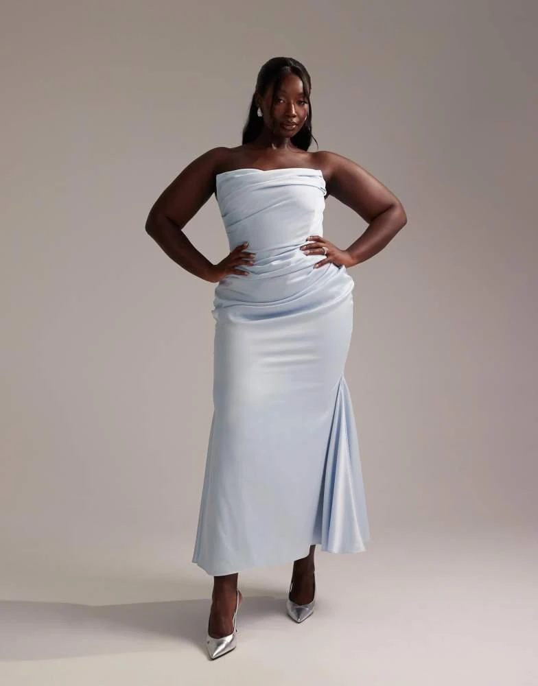 asos sale bridesmaid dresses Pretty Lavish Bridesmaid Amelia one shoulder ruched satin maxi dress i   ASOS Sample Sale