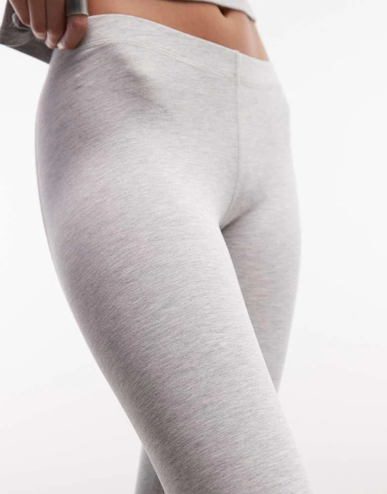 Monki Monki jersey stretch capri pants in grey melange 4