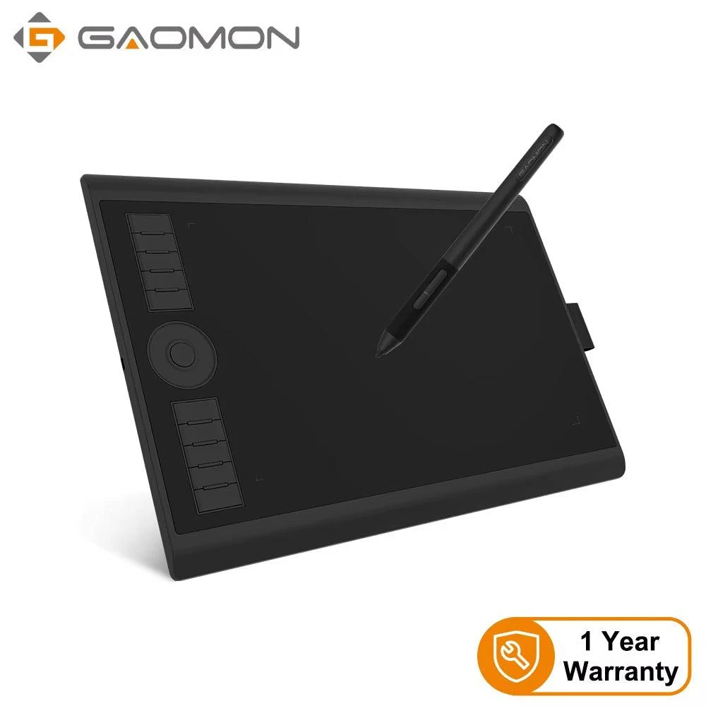 GAOMON M10K PRO 10 x 6.25-Inch Digital Graphic Tablet for Drawing with Tilt and Radial Functionality and 10 Programmable Shortcut Keys