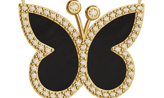 Gabi Rielle Effortless Staples Inlay Pavé Butterfly Pendant Necklace