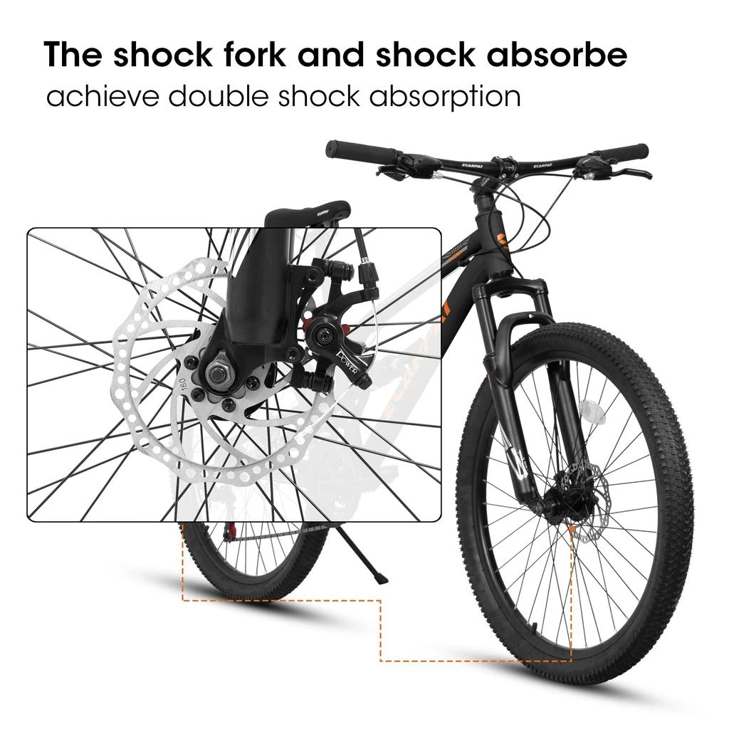 Streamdale Furniture Streamdale A26207 26 Inch Aluminum Frame Shock Fork Plus Shock Absorber 21-speed Unisex Mountain Bike 3