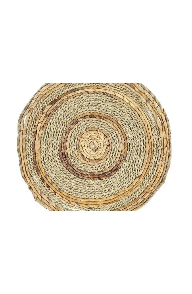 GINGER BIRCH STUDIO Round Brown Banana Leaf Wicker & Seagrass Placemats - Set of 4 1