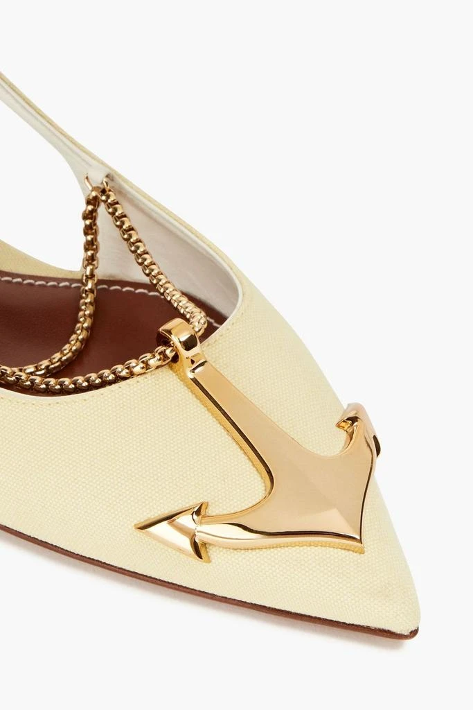 Zimmermann Embellished canvas slingback point-toe flats 4