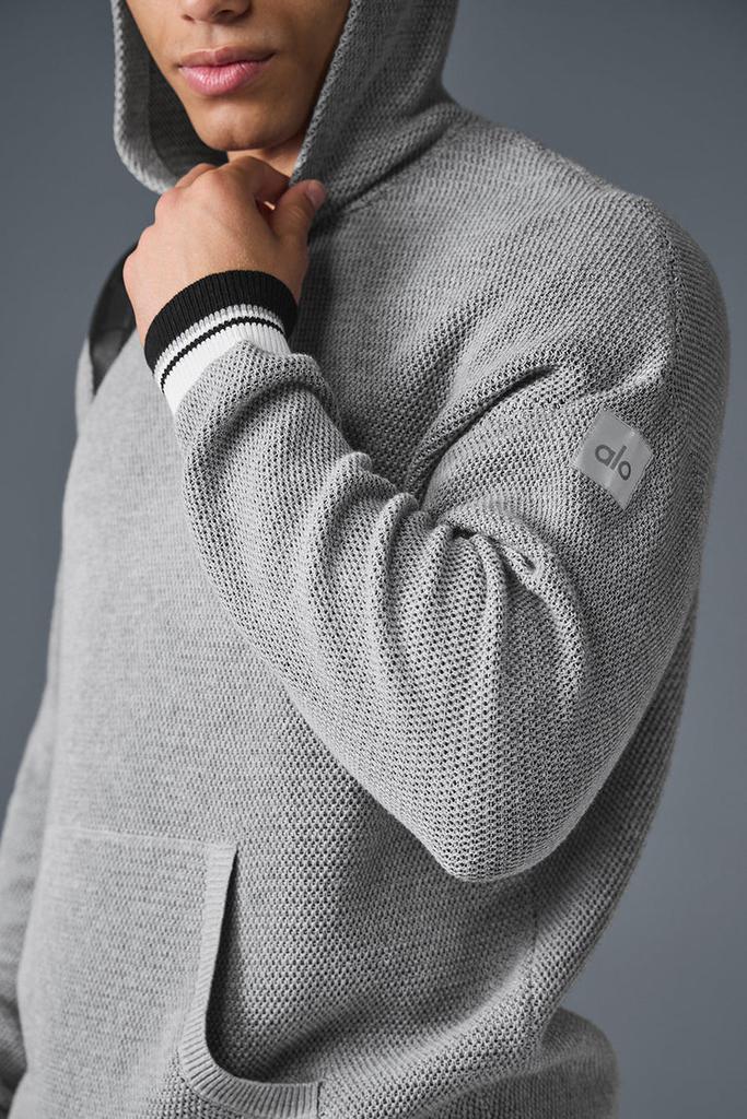 Alo Sports Club Sweater Knit Hoodie - Athletic Heather Grey
