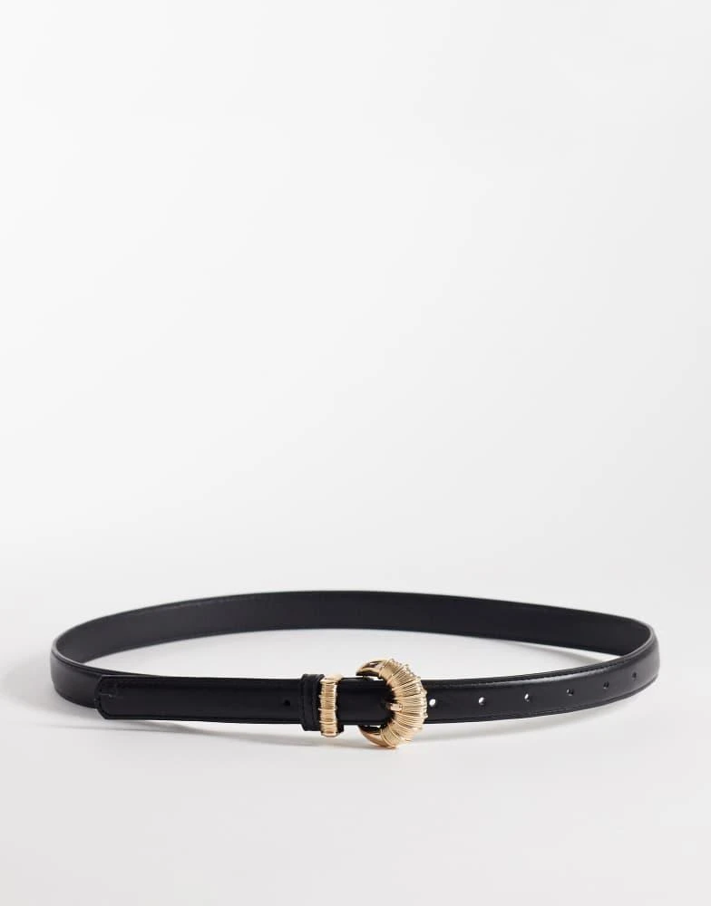New Look New Look round buckle belt in black