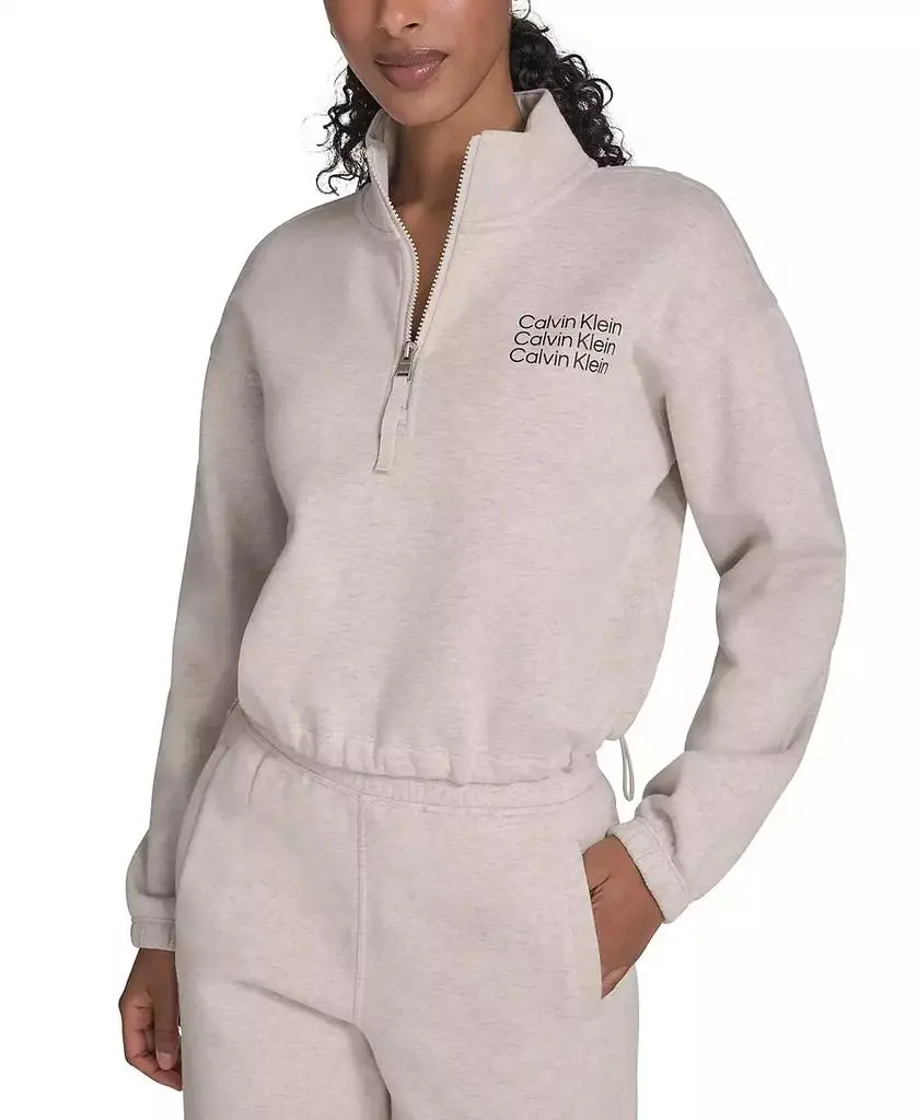 Calvin Klein Performance Women's Mini Triple Logo Fleece Half-Zip Pullover Sweatshirt