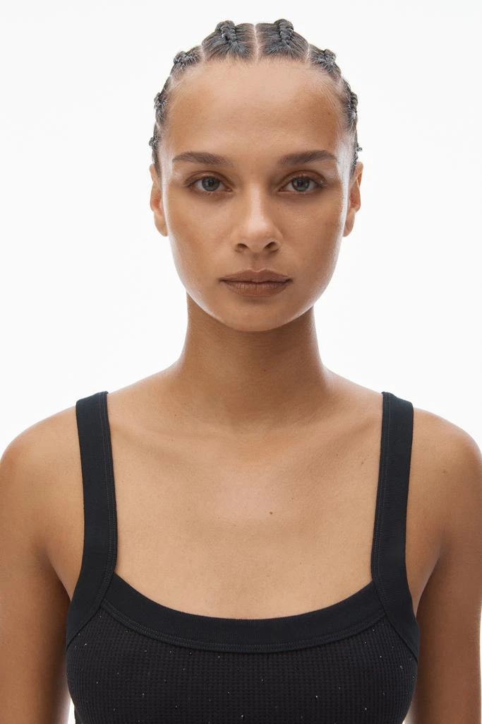 Alexander Wang Crystal Hotfix Cropped Camisole in Waffle Knit 6