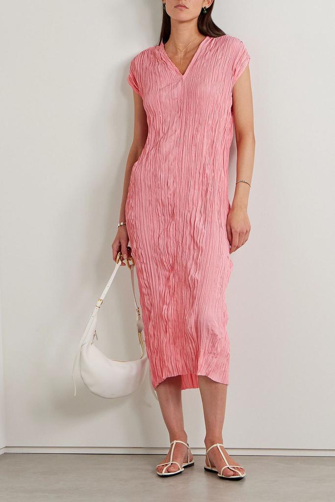 Partow Liana plissé-satin midi dress