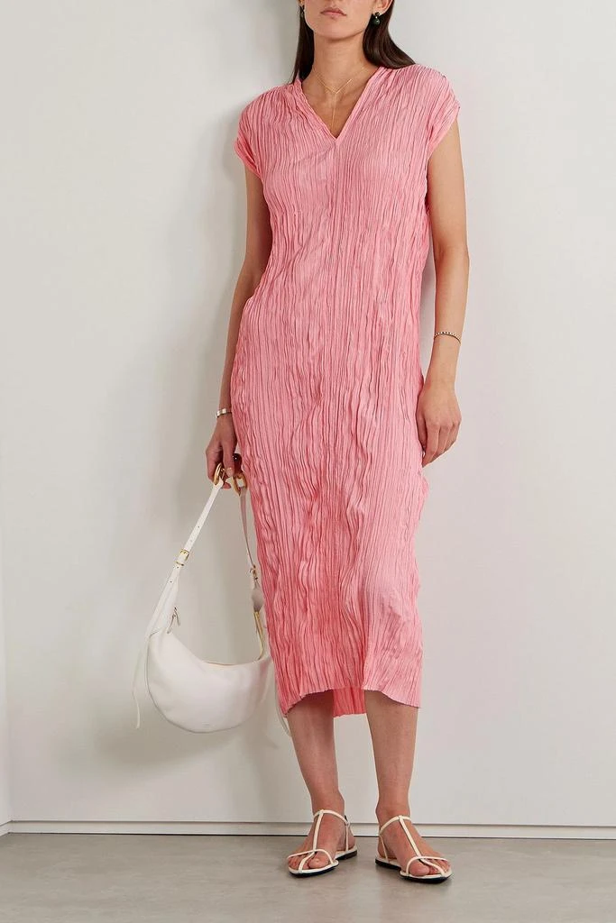 Partow Liana plissé-satin midi dress 2