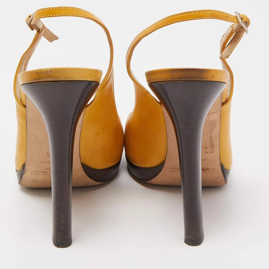 Jimmy Choo Jimmy Choo Yellow Leather Peep Toe Slingback Pumps Size 39.5 5