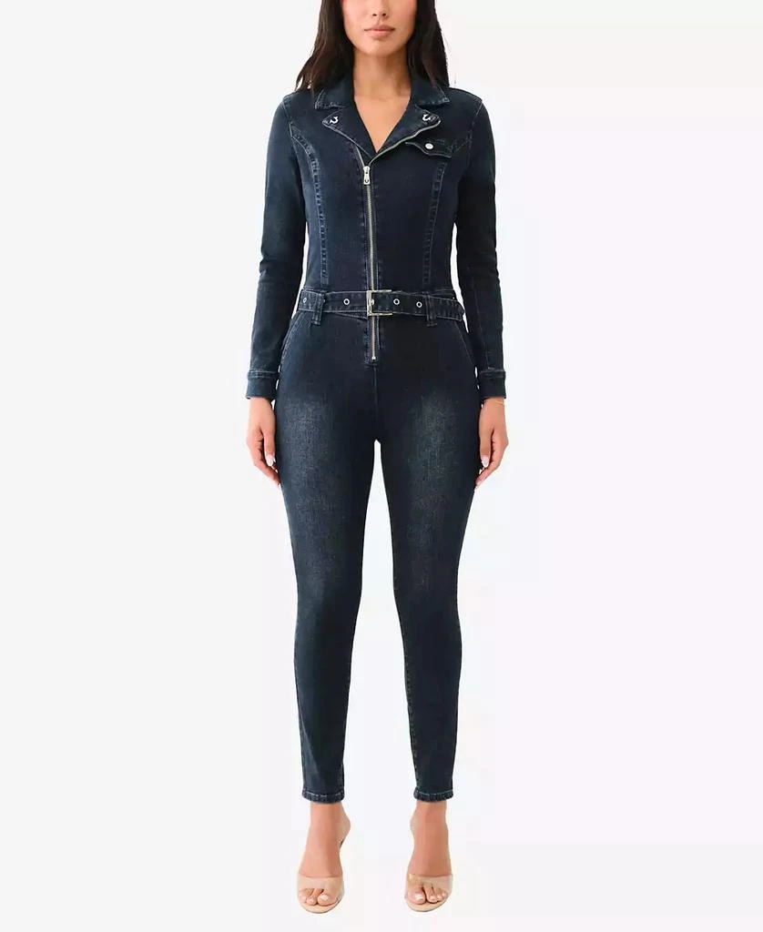 True Religion Women's Skinny Long Sleeve Moto Jumpsuit 1
