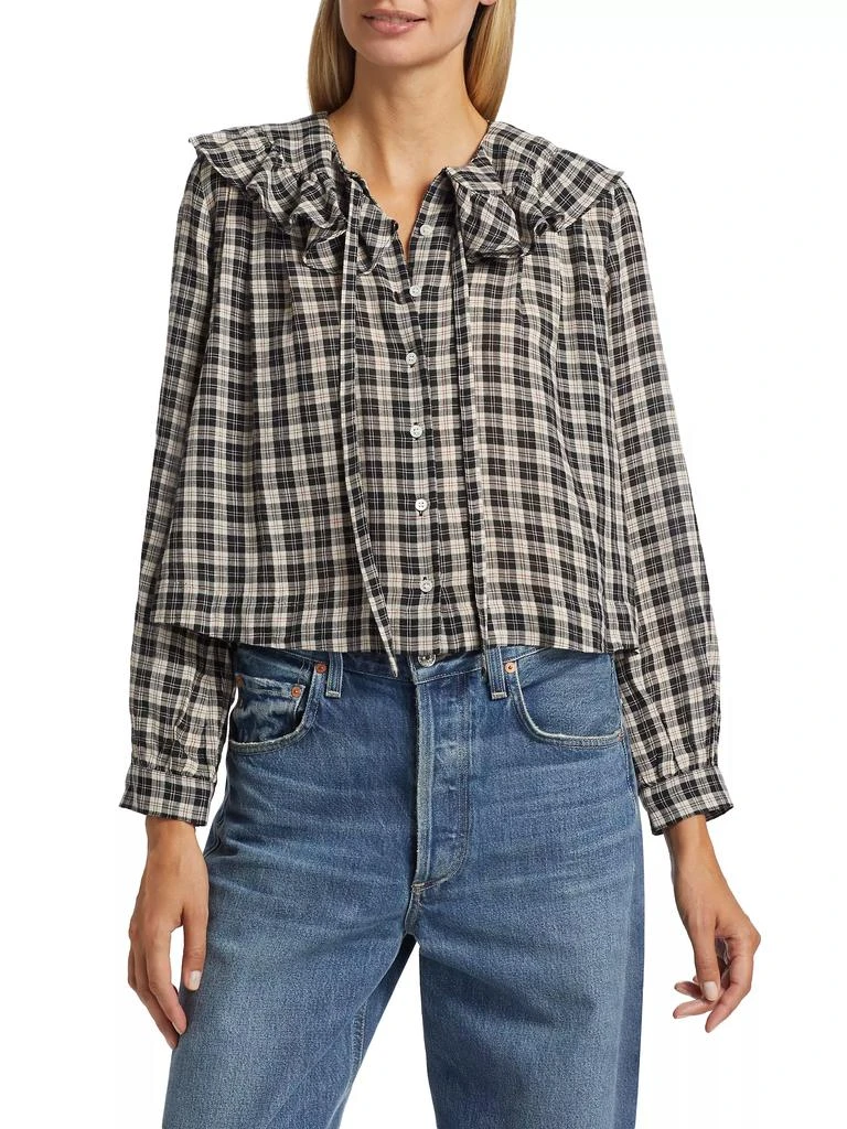 DÔEN Joelle Plaid Organic-Cotton Long-Sleeve Shirt 3