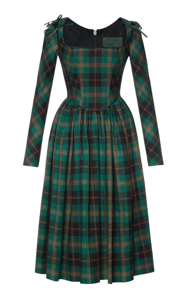 Lena Hoschek Lena Hoschek - Vivienne Convertible Plaid Cotton Midi Dress - Green - XS - Moda Operandi