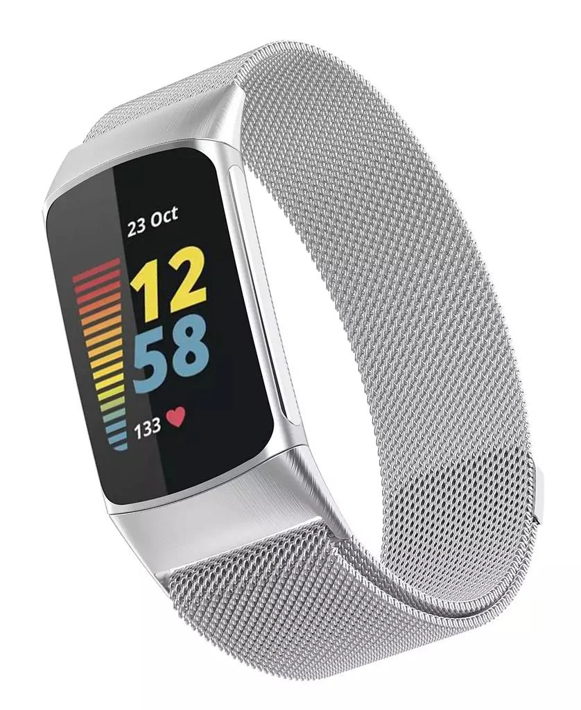 WITHit Silver-Tone Stainless Steel Mesh Band Compatible with Fitbit Charge 5 and 6 1
