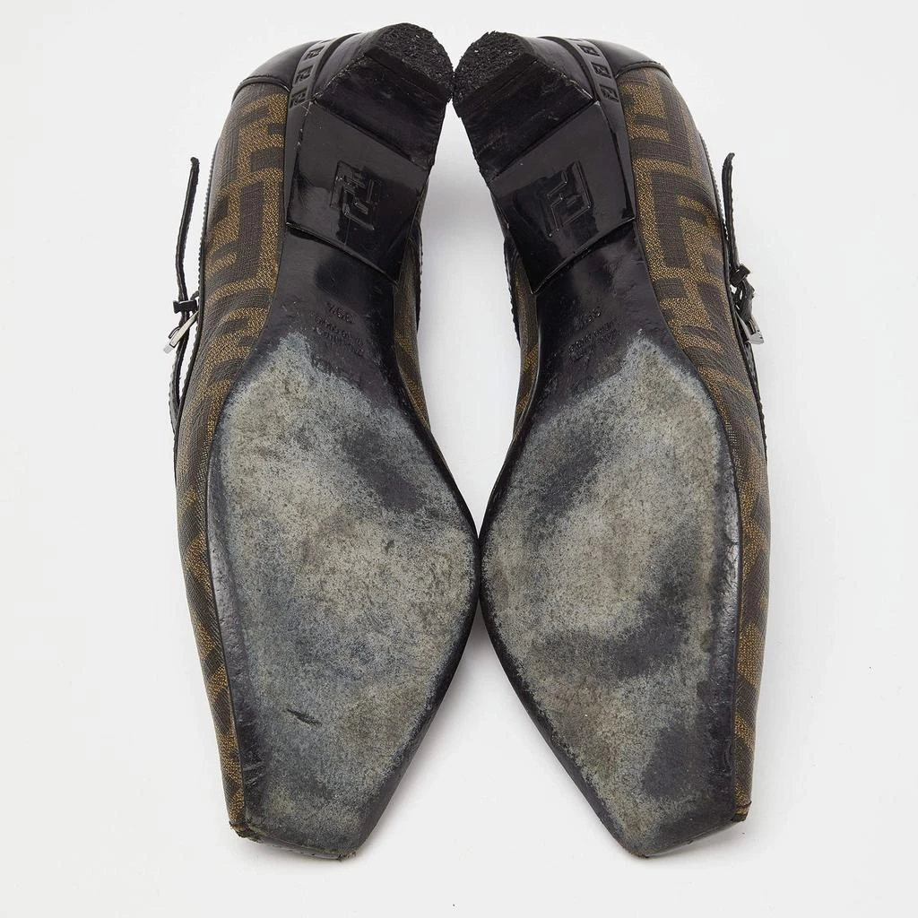 Fendi Fendi Black/Brown Coated Canvas and Leather Marry Jane Ballet Flats Size 39.5 6