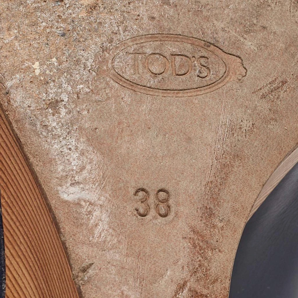 Tod's Tod's Navy Blue Leather Peep Toe Wedge Pumps Size 38 7