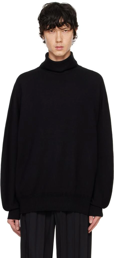 Homme Plissé Issey Miyake Black Wool Smooth Knit Turtleneck 1
