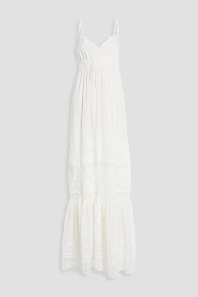 Saloni Naki cutout lace-trimmed crinkled cotton-gauze maxi dress 1