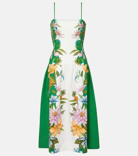Farm Rio Sweet Bloom linen-blend midi dress 1