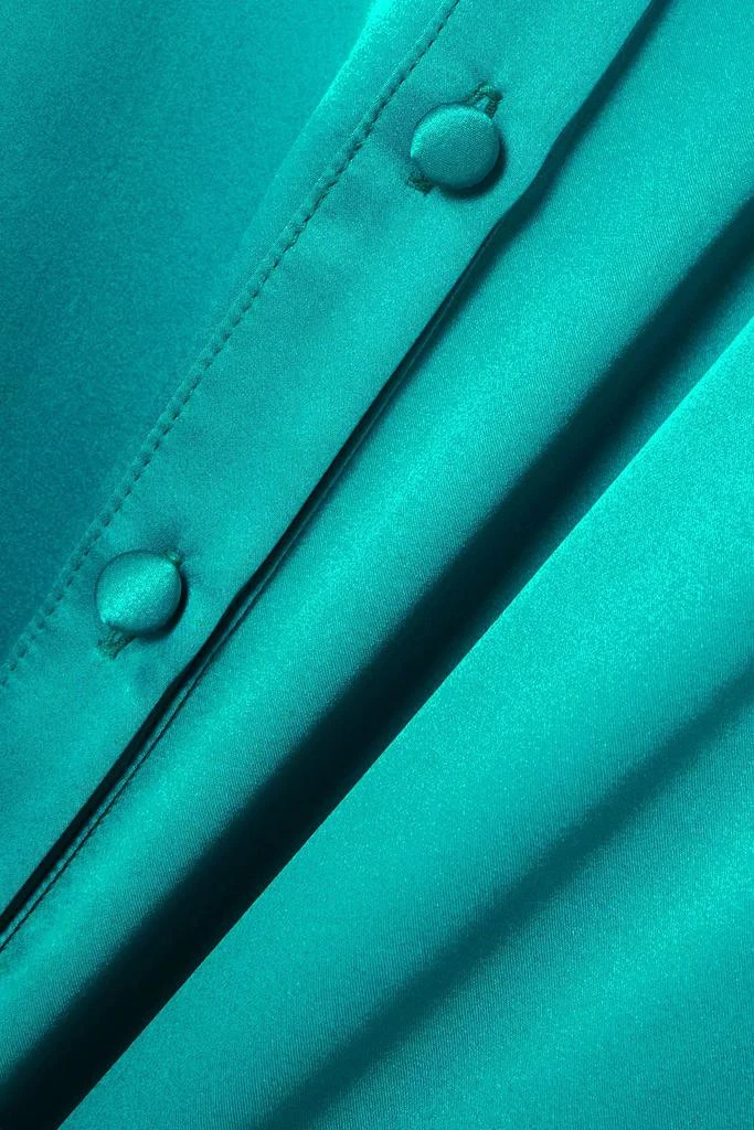 Halpern Belted silk-satin maxi shirt dress 4