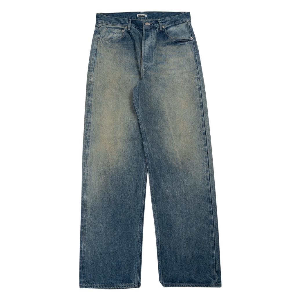 AURALEE selvedge faded heavy denim wide pants - 100% cotton made in japan