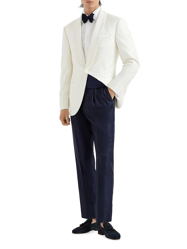 Brunello Cucinelli Silk Diagonal Tuxedo Trousers with Pleat 5