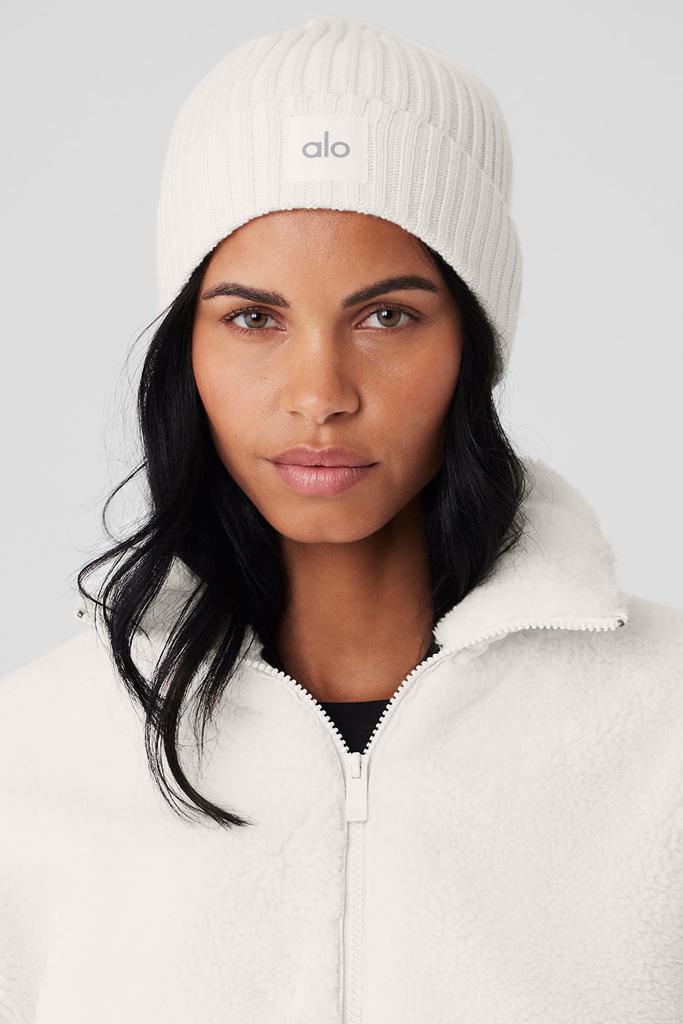 Alo Yoga Cashmere Blend Rib Beanie - Ivory